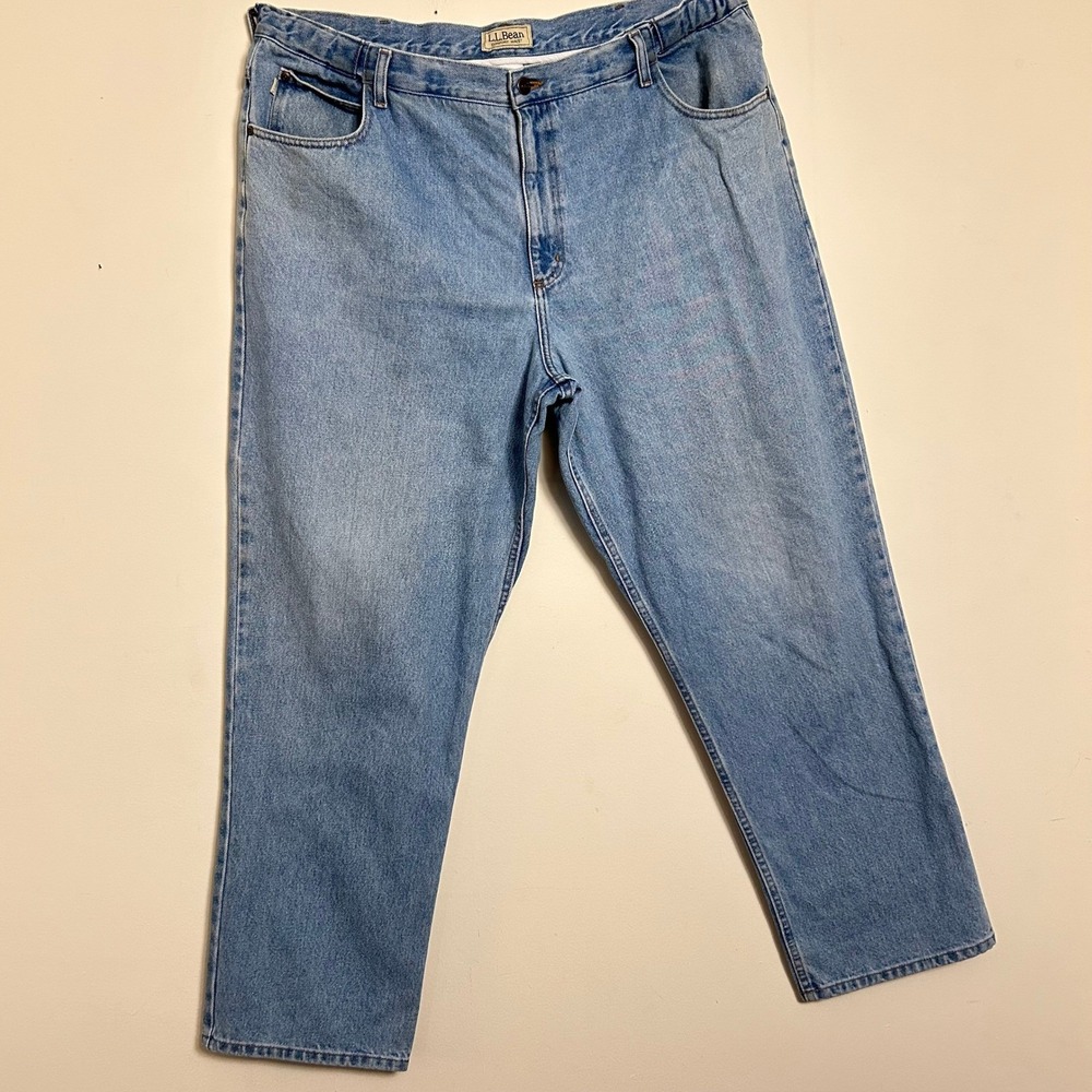 LL Bean Comfort Waist Jeans Relaxed Fit Light Wash Cotton Denim Gorpcore 42x32